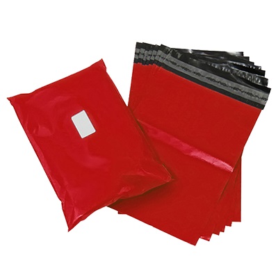 2000 x Red Poly Mailing Bags 14" x 20" (355x500mm) Postal Bags